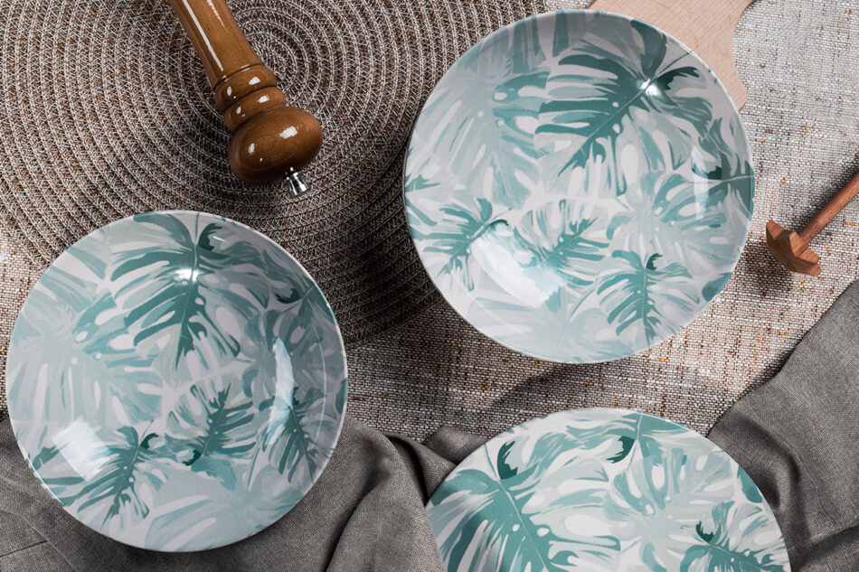 ASTILIA Talerz głęboki zielony/biały - zdjęcie 1