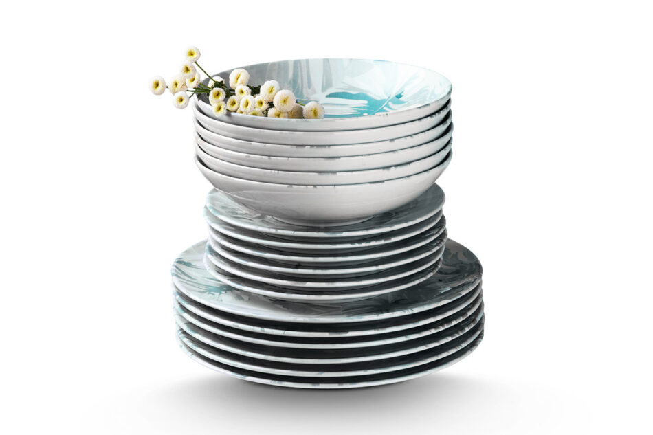 ASTILIA Talerz głęboki zielony/biały - zdjęcie 6