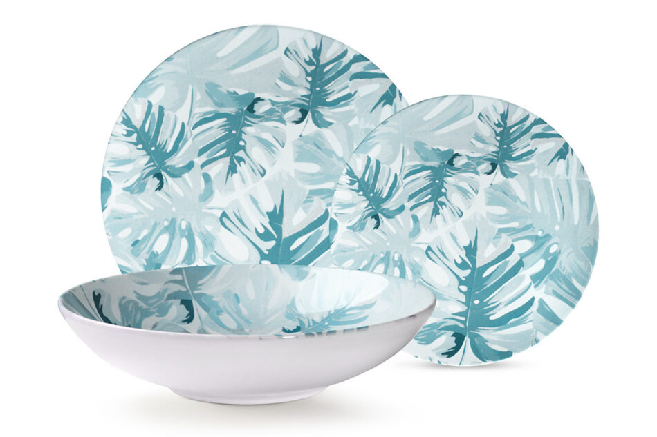 ASTILIA Zestaw obiadowy, 6 os. (18el.) zielony/biały - zdjęcie 10