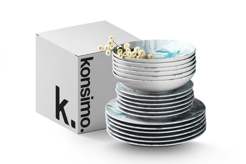 ASTILIA Zestaw obiadowy, 12 os. (36el.) zielony/biały - zdjęcie 8