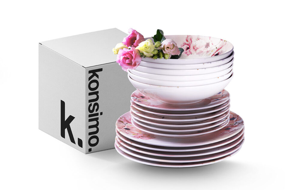 BASIMA Talerz deserowy różowy/biały - zdjęcie 5