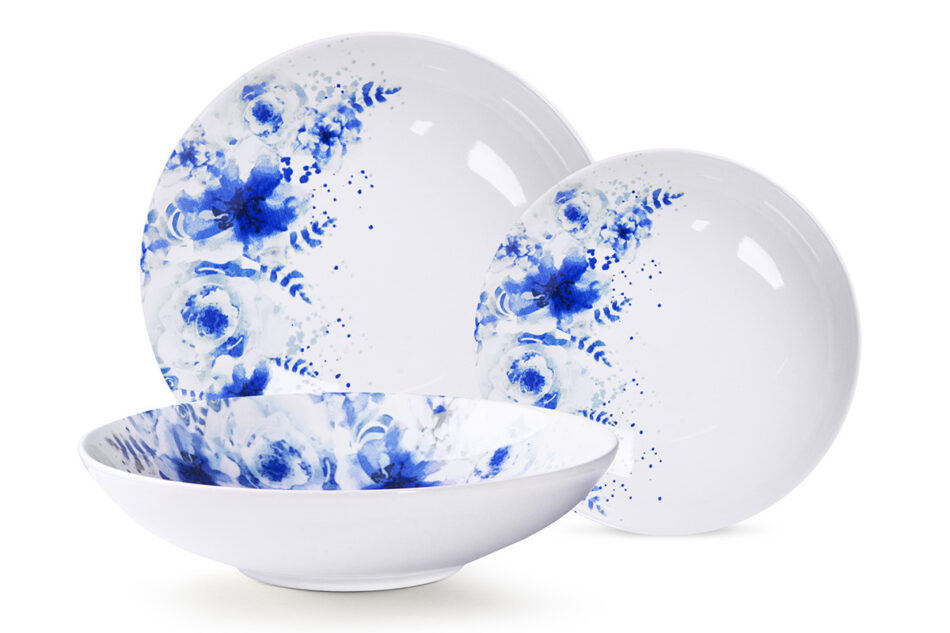 GENTIA Zestaw obiadowy, 6 os. (18el.) biały/niebieski - zdjęcie 10