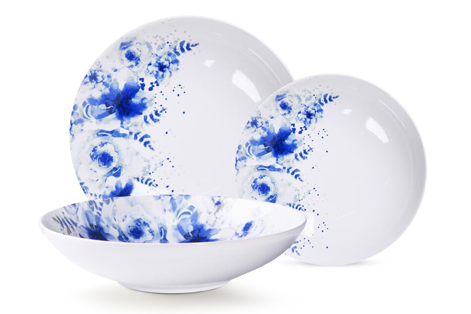 GENTIA Zestaw obiadowy, 12 os. (36el.) biały/niebieski - zdjęcie 1