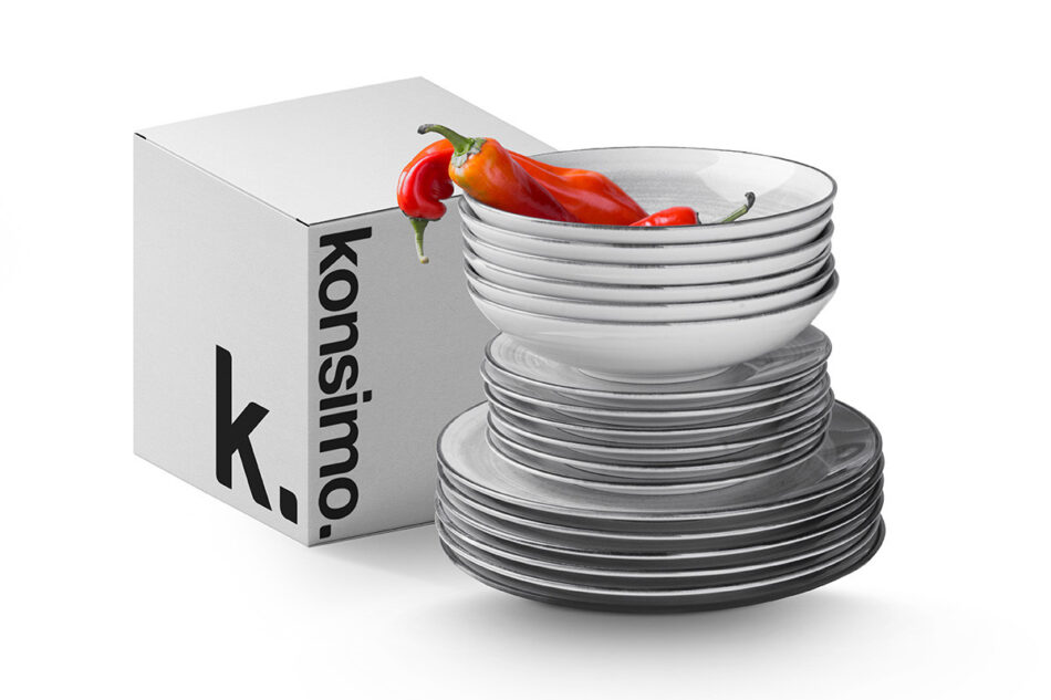 LINARI Talerz głęboki szary/jasny szary - zdjęcie 5