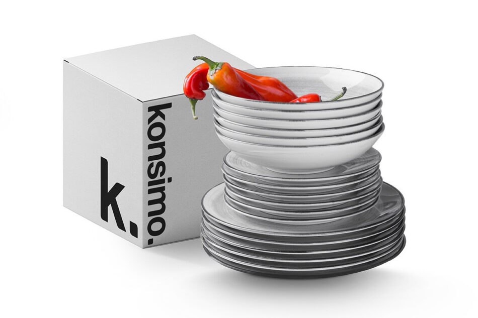 LINARI Zestaw obiadowy, 12 os. (36el.) szary/jasny szary - zdjęcie 4