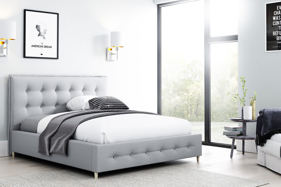 ELVIO Łóżko jasny szary - zdjęcie