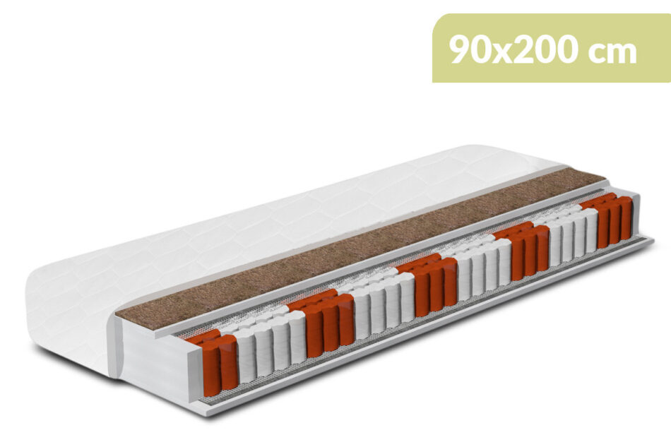 SPONGI ECO Materac-sprężyny kieszeniowe, kokos, PU biały - zdjęcie 0