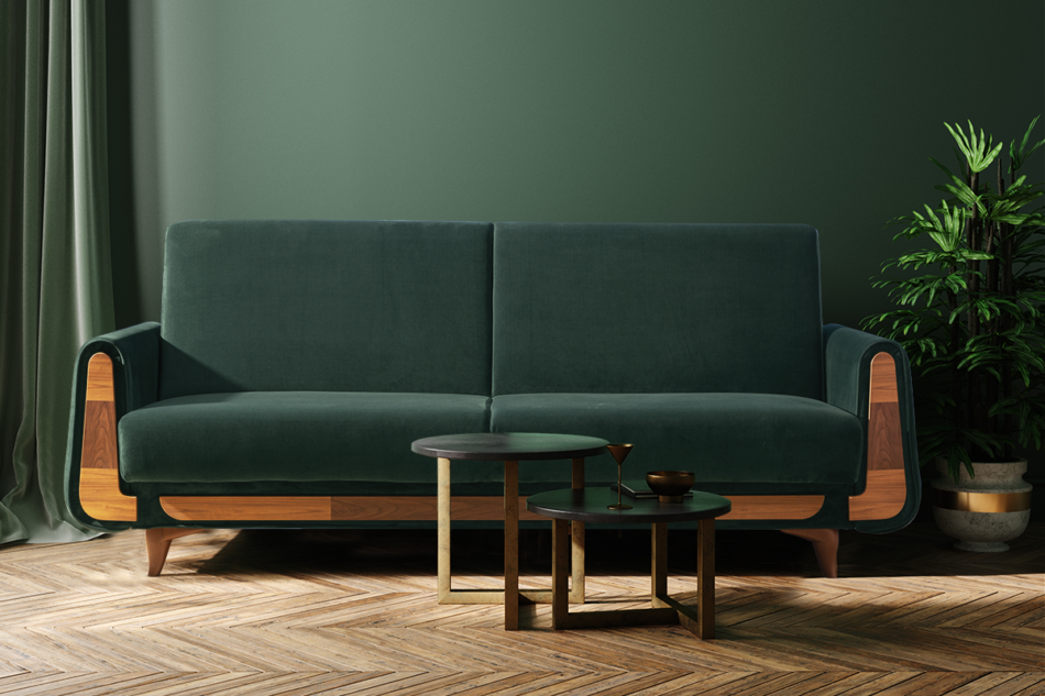 GUSTAVO Zielona sofa rozkładana welur ciemny zielony - zdjęcie 9