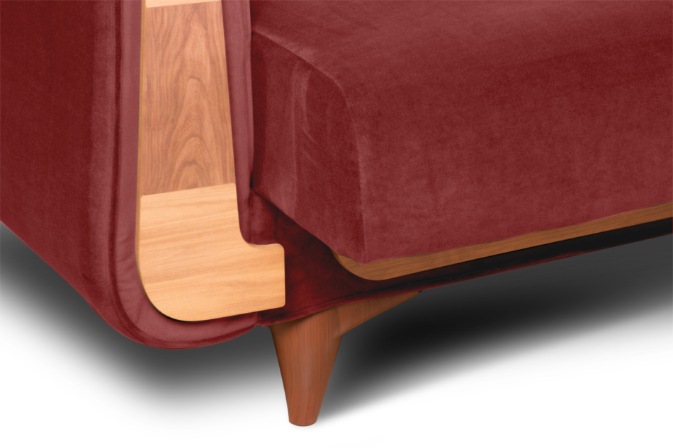 GUSTAVO Czerwona sofa rozkładana welur bordowy - zdjęcie 6