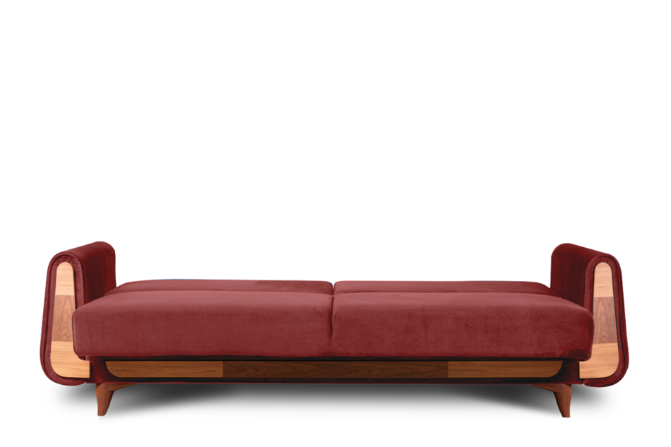 GUSTAVO Czerwona sofa rozkładana welur bordowy - zdjęcie 4