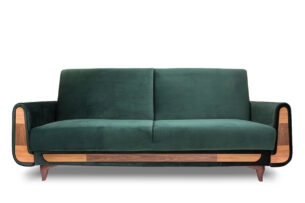 GUSTAVO, https://dev1-mda.konsimo.pl/kolekcja/gustavo/ Zielona sofa rozkładana welur ciemny zielony - zdjęcie