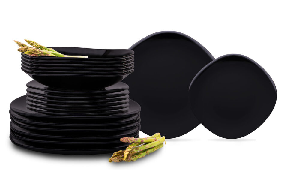 GRESI Zestaw obiadowy, 6 os. (18el.) czarny - zdjęcie 0