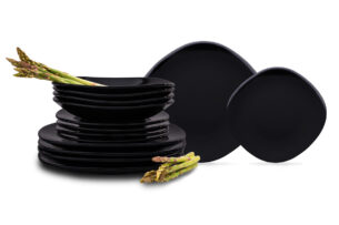 GRESI, https://dev1-mda.konsimo.pl/kolekcja/gresi/ Zestaw obiadowy, 4 os. (12 el.) czarny - zdjęcie