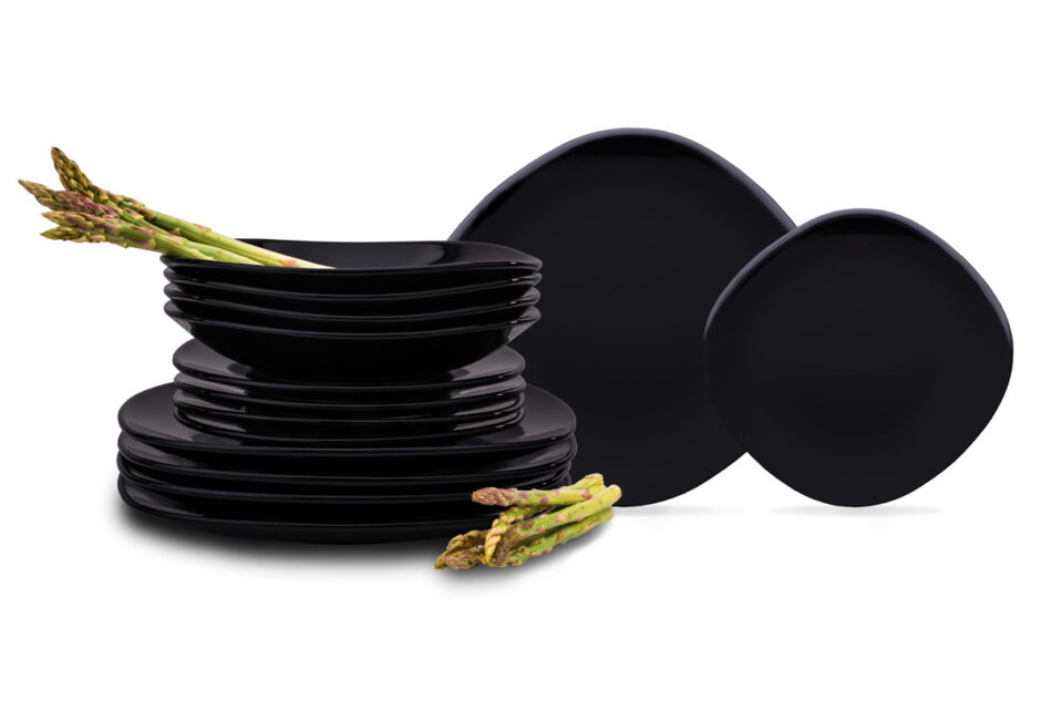 GRESI Zestaw obiadowy, 4 os. (12 el.) czarny - zdjęcie 0