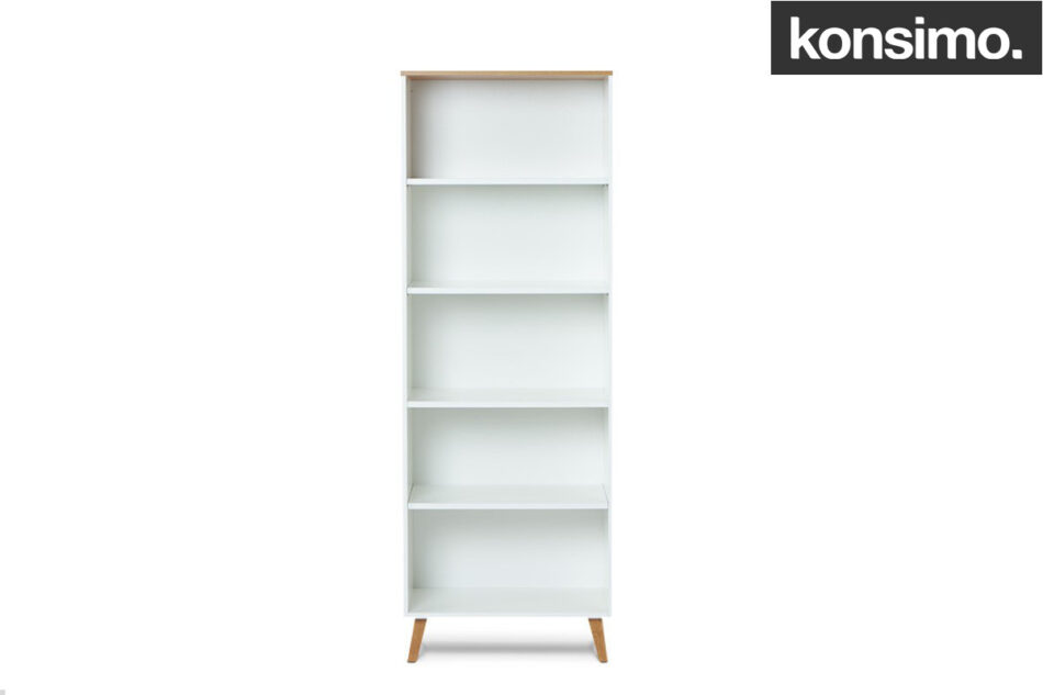 FRISK Regał skandynawski biały biały/dąb naturalny - zdjęcie 4