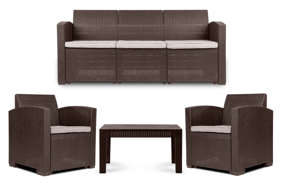 HORILES Zestaw mebli ogrodowych (3,1,1,st.) brązowy - zdjęcie 0