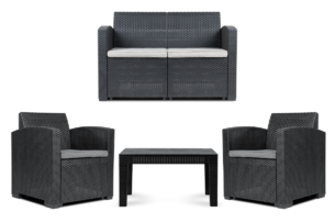 HORILES, https://dev1-mda.konsimo.pl/kolekcja/horiles/ Zestaw mebli ogrodowych (2,1,1,st.) antracytowy - zdjęcie