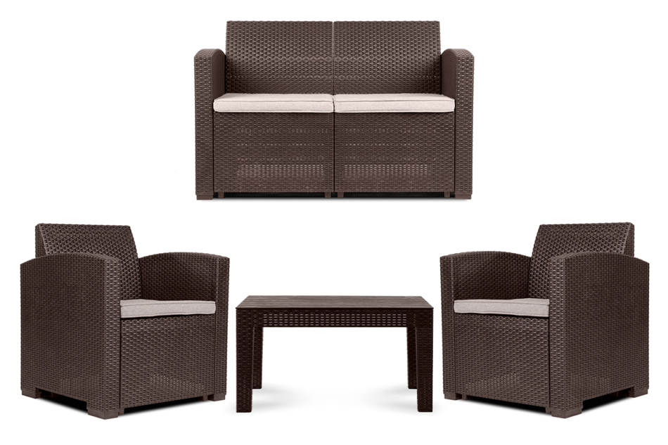 HORILES Zestaw mebli ogrodowych (2,1,1,st.) brązowy - zdjęcie 0