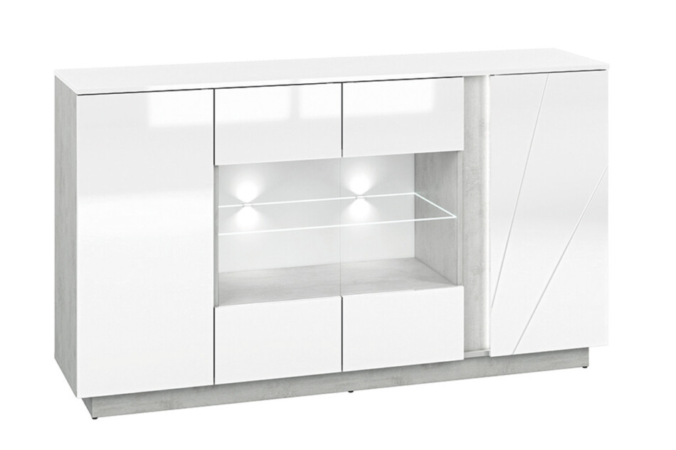 HOSTA Komoda z witryną biały połysk - zdjęcie 2