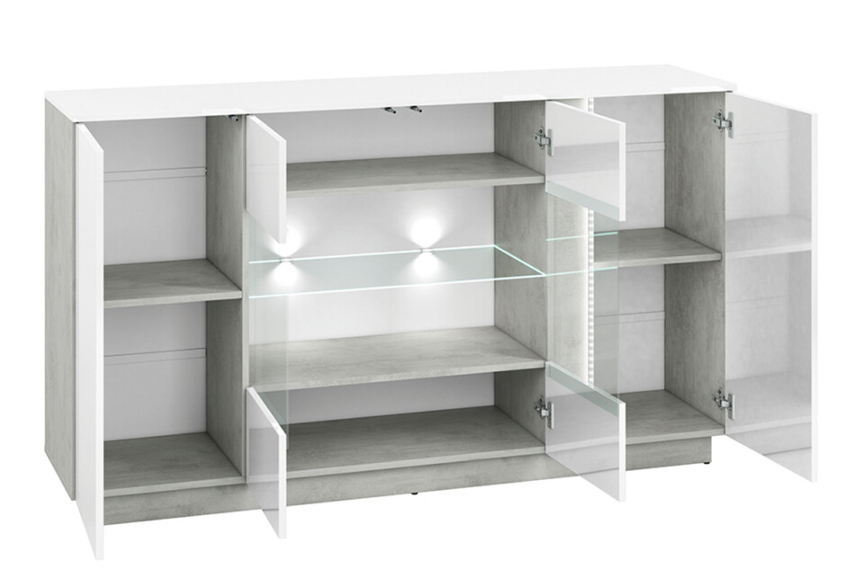 HOSTA Komoda z witryną biały połysk - zdjęcie 3