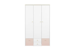 BUBO, https://dev1-mda.konsimo.pl/kolekcja/bubo/ Szafa ubraniowa biały/drewno bukowe/różowy - zdjęcie