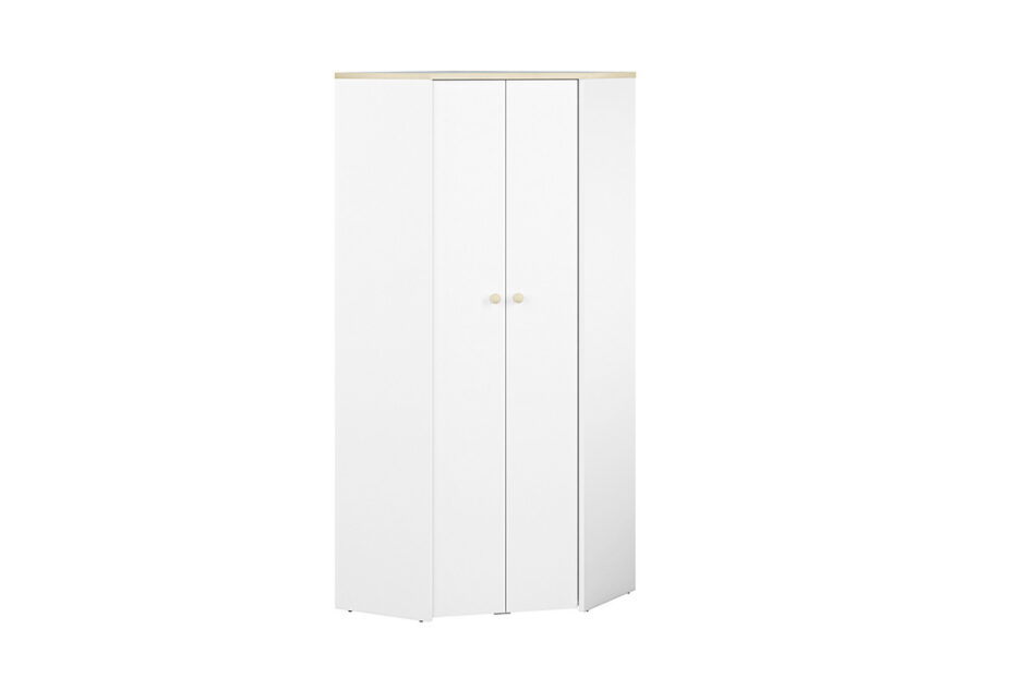 BUBO Szafa narożna biały/drewno bukowe - zdjęcie 1