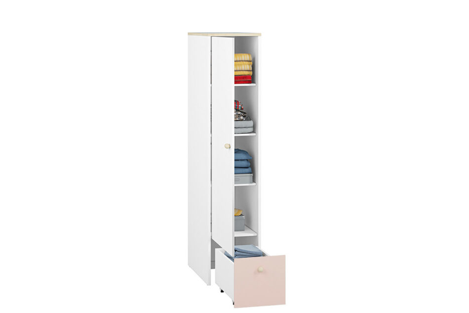 BUBO Szafa biały/drewno bukowe/różowy - zdjęcie 4