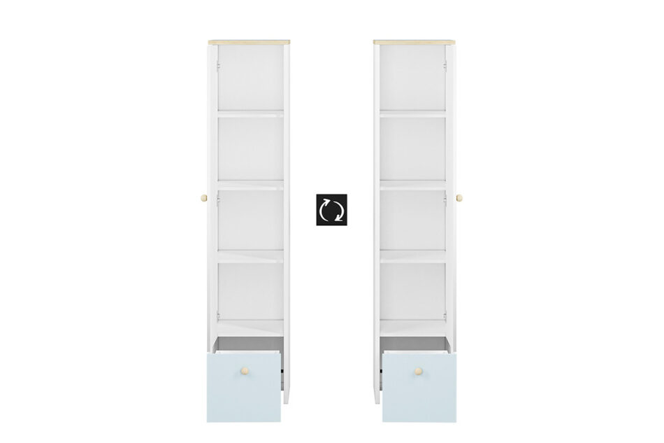 BUBO Szafa biały/drewno bukowe/niebieski - zdjęcie 5