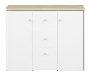 BUBO, https://dev1-mda.konsimo.pl/kolekcja/bubo/ Komoda biały/drewno bukowe - zdjęcie