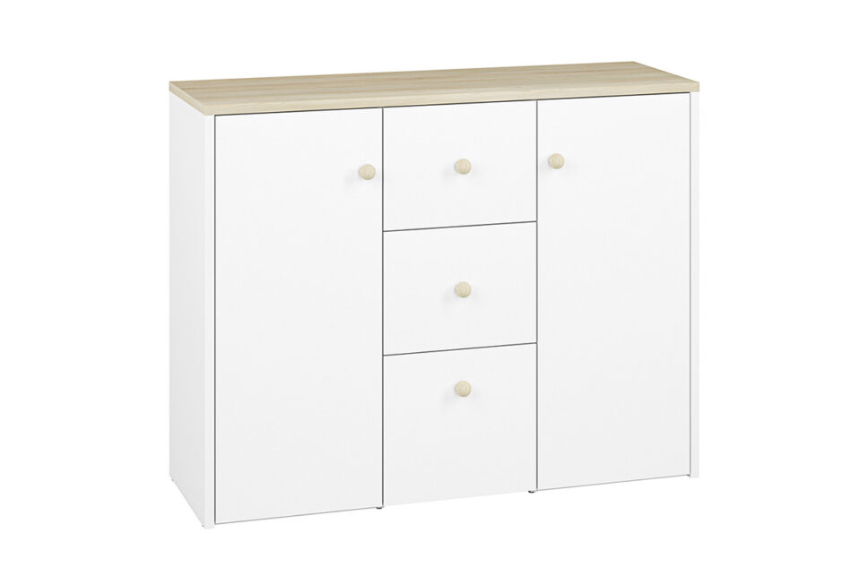 BUBO Komoda biały/drewno bukowe - zdjęcie 1