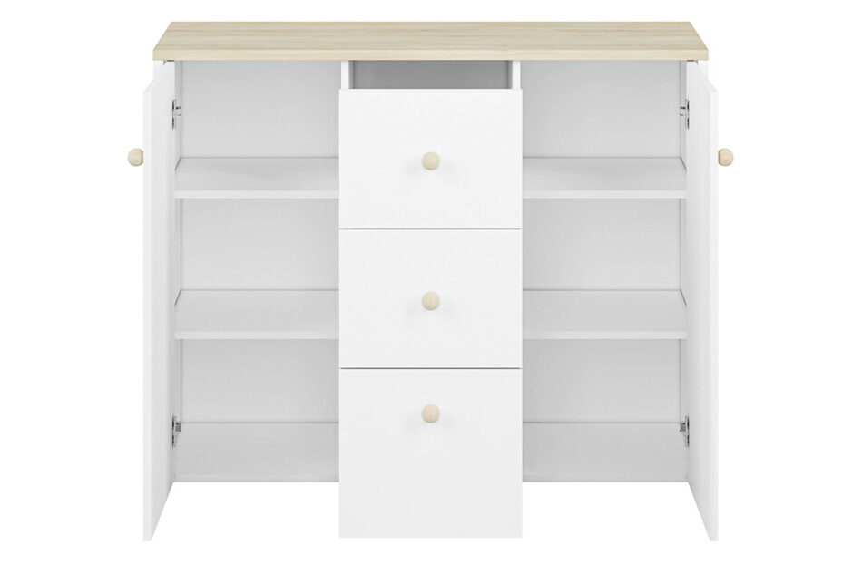 BUBO Komoda biały/drewno bukowe - zdjęcie 4