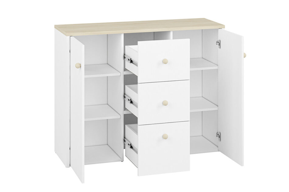 BUBO Komoda biały/drewno bukowe - zdjęcie 2