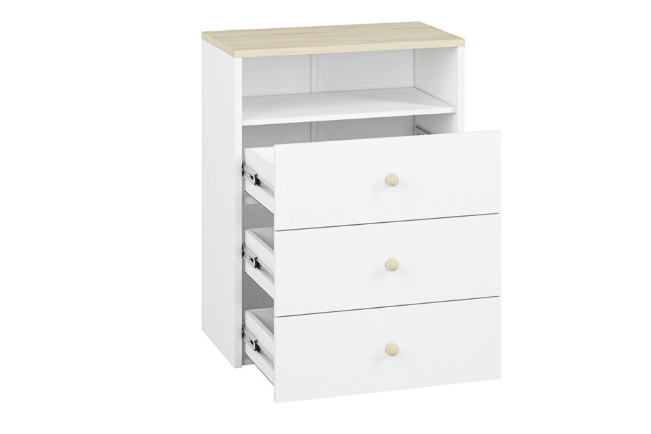 BUBO Komoda biały/drewno bukowe - zdjęcie 0