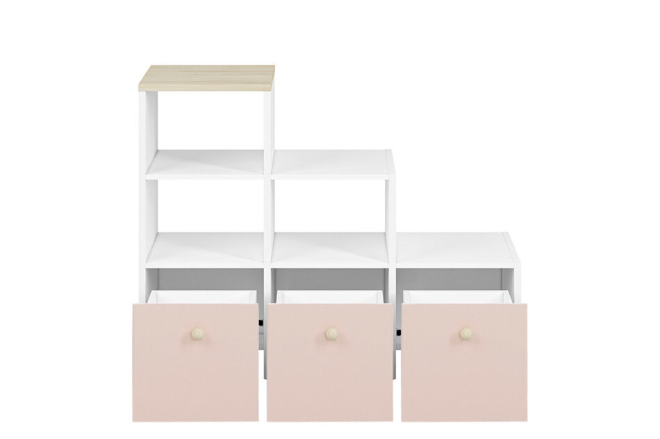 BUBO Regał biały/drewno bukowe/różowy - zdjęcie 2