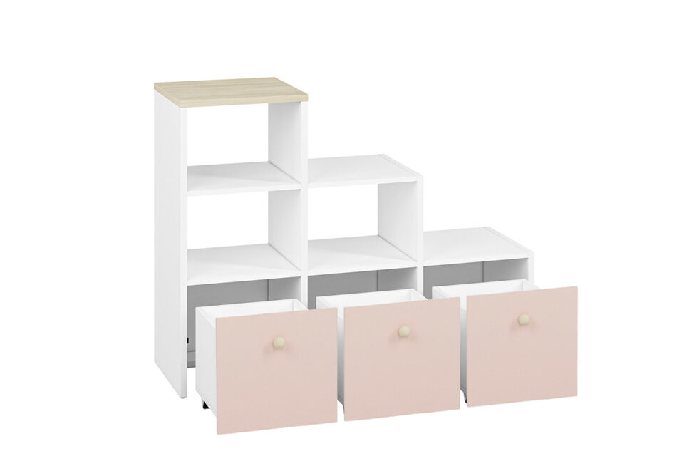 BUBO Regał biały/drewno bukowe/różowy - zdjęcie 4