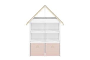 BUBO, https://dev1-mda.konsimo.pl/kolekcja/bubo/ Regał biały/drewno bukowe/różowy - zdjęcie