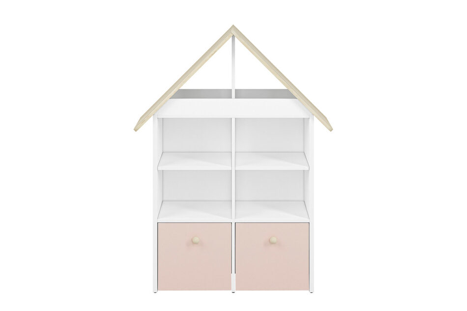 BUBO Regał biały/drewno bukowe/różowy - zdjęcie 0