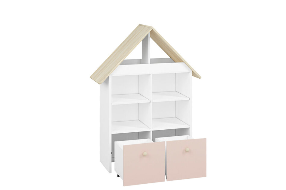 BUBO Regał biały/drewno bukowe/różowy - zdjęcie 3