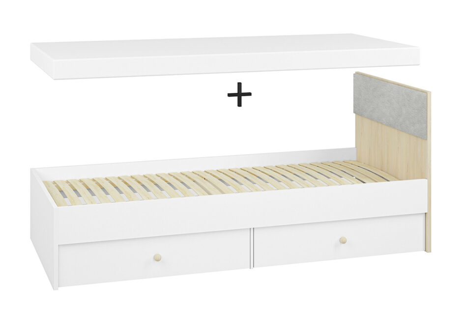 BUBO Łóżko ze stelażem biały/drewno bukowe - zdjęcie 4