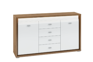 SULA, https://dev1-mda.konsimo.pl/kolekcja/sula/ Komoda biały/orzech naturalny - zdjęcie