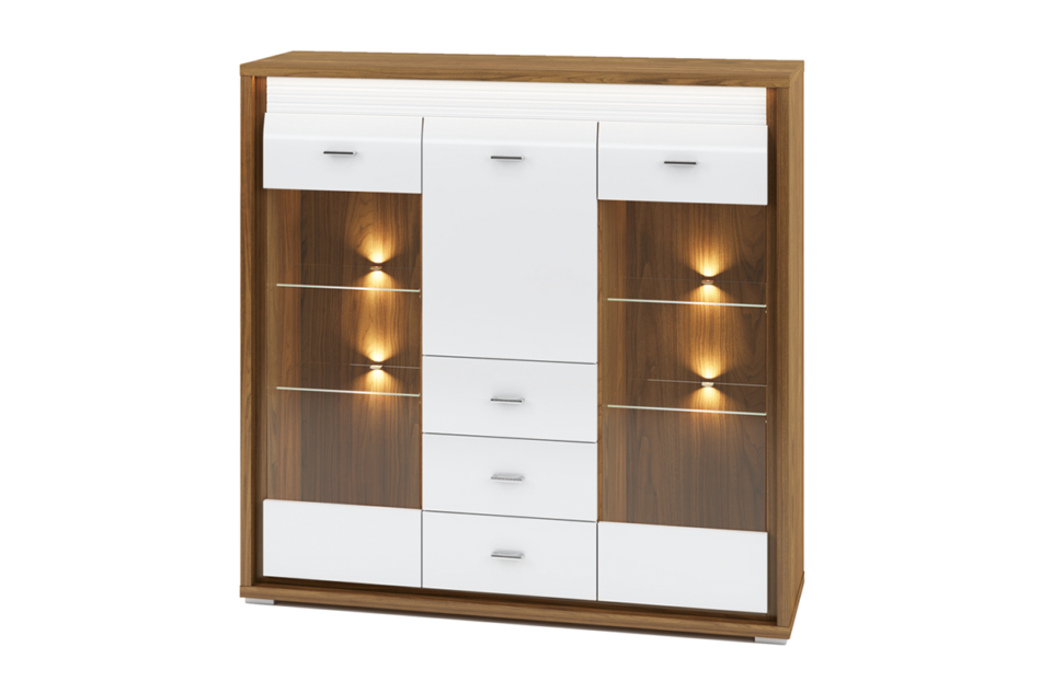 SULA Witryna biały/orzech naturalny - zdjęcie 0