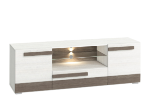 SARPA, https://dev1-mda.konsimo.pl/kolekcja/sarpa/ Szafka RTV biały/brązowy - zdjęcie