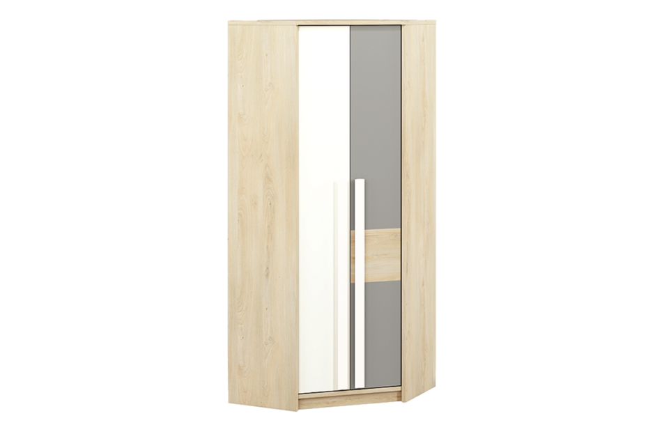 PONGO Szafa narożna buk/biały/ciemny szary - zdjęcie 0