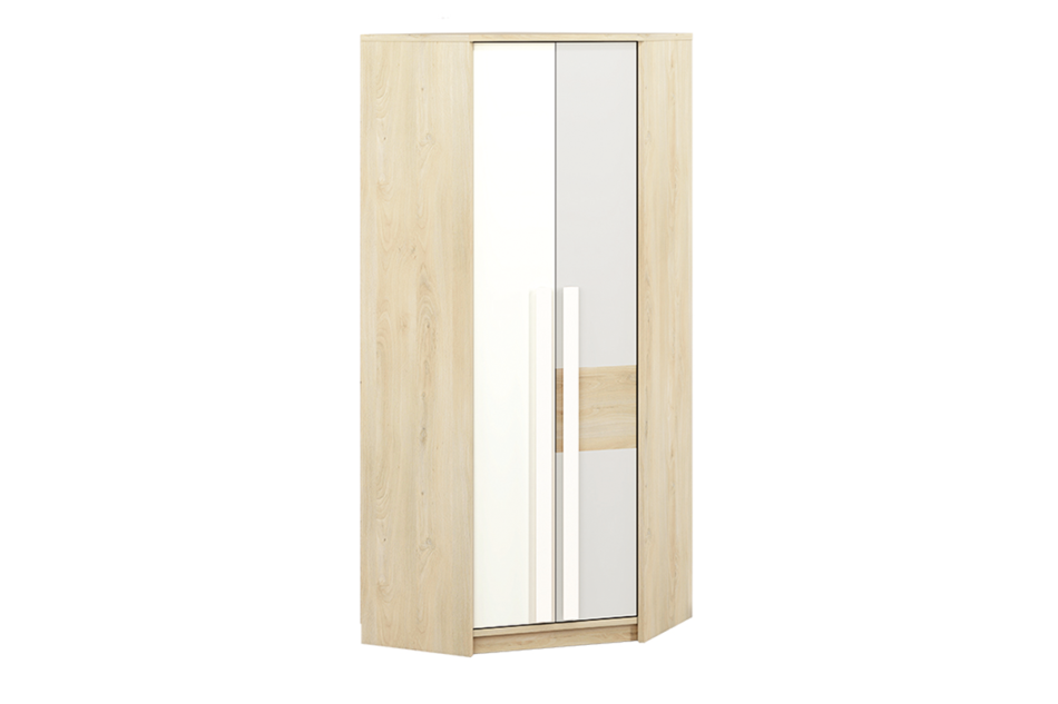 PONGO Szafa narożna buk/biały/jasny szary - zdjęcie 0