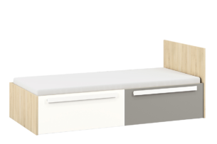 PONGO, https://dev1-mda.konsimo.pl/kolekcja/pongo/ Łóżko ze stelażem buk/biały/ciemny szary - zdjęcie