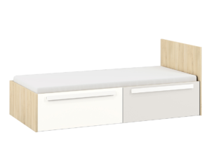 PONGO, https://dev1-mda.konsimo.pl/kolekcja/pongo/ Łóżko ze stelażem buk/biały/jasny szary - zdjęcie