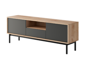 VARIA, https://dev1-mda.konsimo.pl/kolekcja/varia/ Szafka RTV antracytowy/dąb - zdjęcie