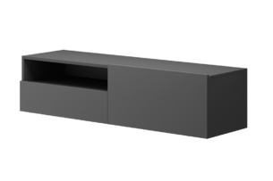 MORIO, https://dev1-mda.konsimo.pl/kolekcja/morio/ Wisząca szafka RTV grafitowy - zdjęcie