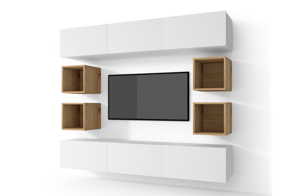 MORIO Zestaw mebli do salonu 10 el. biały/dąb naturalny - zdjęcie 0