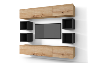 MORIO, https://dev1-mda.konsimo.pl/kolekcja/morio/ Zestaw mebli do salonu 10 el. dąb naturalny/grafitowy - zdjęcie